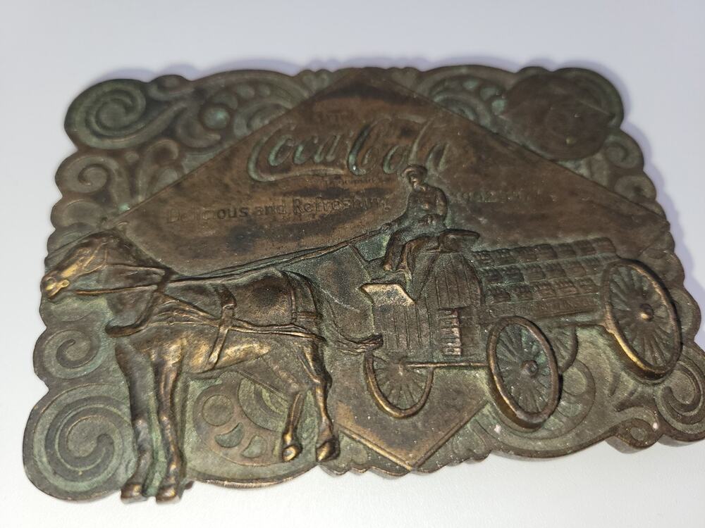 Vintage Coca-Cola Coke 75th Anniversary Brass 1976 Bergamot Belt Buckle